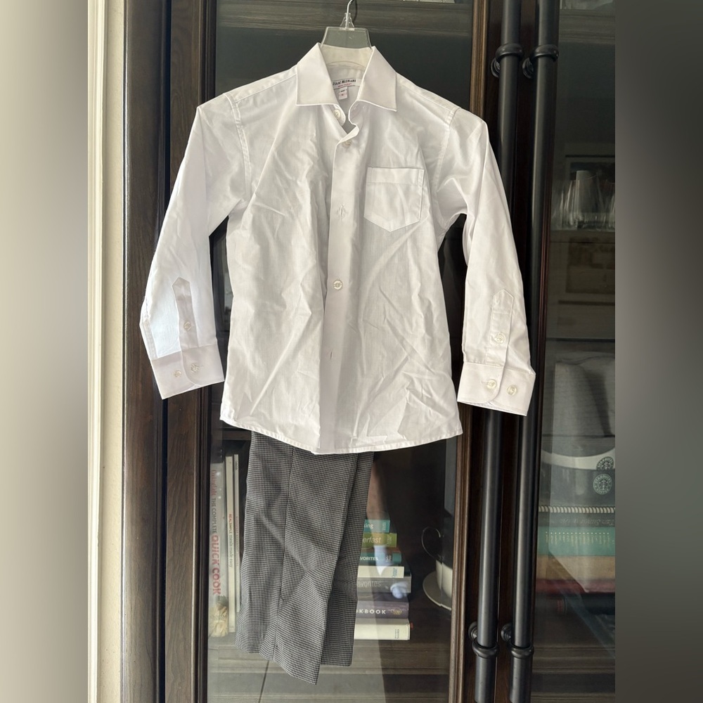 Isaac Mizrahi White Button Down Shirt and print Slacks set NWOT